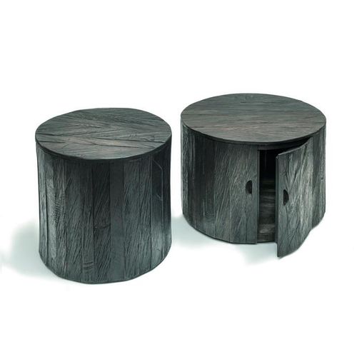 Table basse contemporaine - ORLY  - GOMMAIRE - en teck / ronde / avec rangement