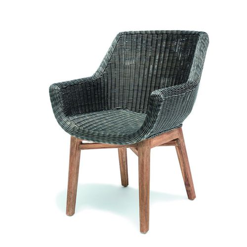 Chaise contemporaine - JACKY - GOMMAIRE - d'extérieur / en osier / avec piètement en teck