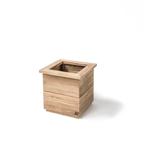 Jardinière en teck - FERDY 50 - GOMMAIRE - carrée / contemporaine / d'extérieur