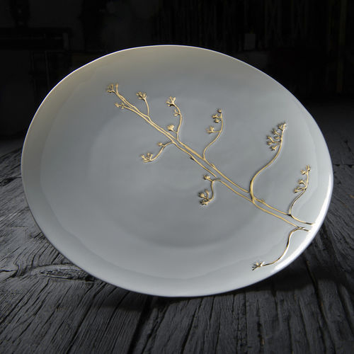 Assiette plate - ARBORESCENCE - Jacques Pergay - à dessert / ronde / en porcelaine de Limoges