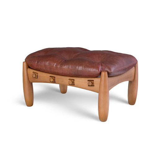 Repose-pied contemporain - MOLE - LinBrasil - en cuir / en bois massif