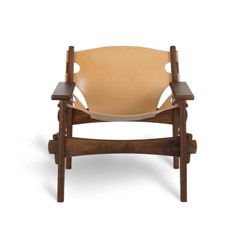 Fauteuil contemporain - KILIN - LinBrasil - en cuir / en bois massif / en hêtre