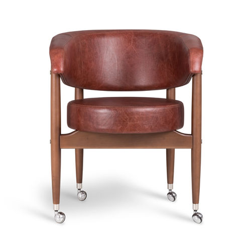 Fauteuil contemporain - BEG - LinBrasil - en cuir / en mousse de polyuréthane / en bois massif