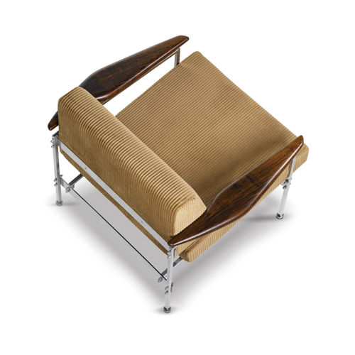 Fauteuil contemporain - BETO - LinBrasil - en cuir / en tissu / en acier inoxydable