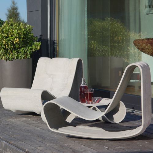 Chauffeuse design original - WILLY GUHL - green-form - en béton fibré / de jardin