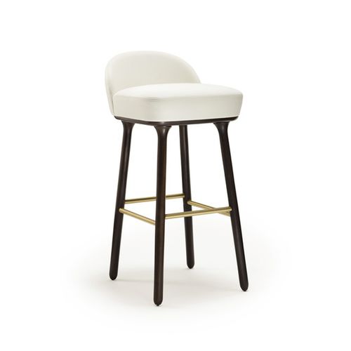 Tabouret de bar contemporain - BEETLEY  - Sé collections - en cuir / avec piètement en bois / tapissé