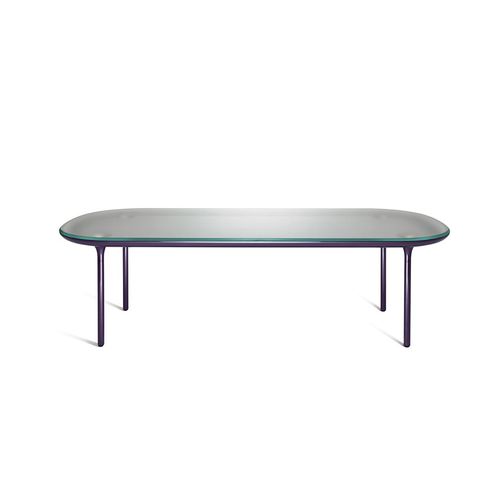 Table à manger contemporaine - FLUTE - Sé collections - en verre / en acier laqué / rectangulaire