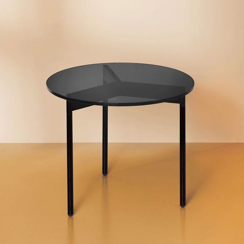 Table basse contemporaine - FROM ABOVE - Warm  Nordic - en verre fumé / avec piètement en acier thermolaqué / ronde