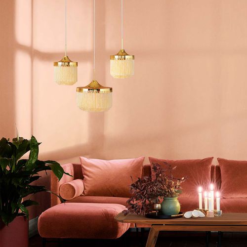 Suspension - FRINGE - Warm  Nordic - en laiton poli / en viscose / classique
