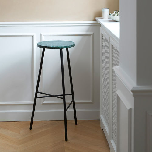 Tabouret de bar contemporain - PEBBLE RE-PLAST - Warm  Nordic - en plastique / avec piètement en métal / 3 pieds