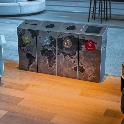 Poubelle en aluminium brossé - TriUno - Naturen - d'intérieur / de tri sélectif / professionnelle