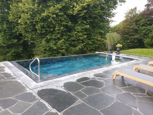 Spa de nage encastrable - Tilestone Pools one piece tiled pools - rectangulaire / multiplace / d'extérieur