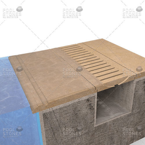Grille de débordement en pierre naturelle - System No4 - Poolstones - pour piscine