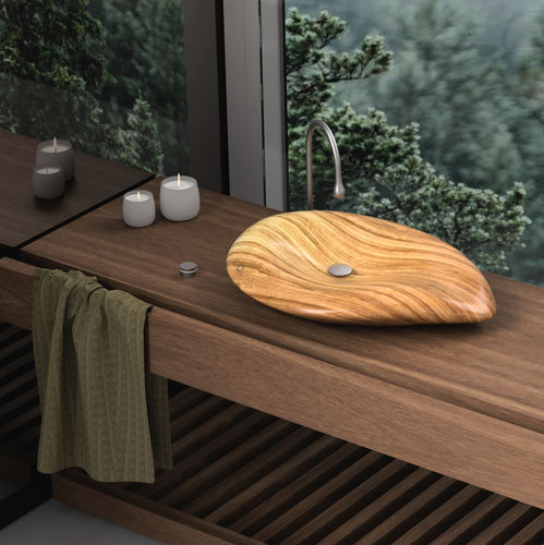 Vasque à poser - LEAF - QINN DESIGNS - en bois / sur mesure / ovale