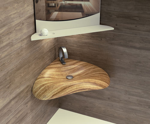 Vasque suspendue - ALAYA - QINN DESIGNS - en bois / sur mesure / d'angle