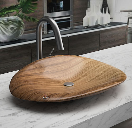 Vasque à poser - KODIA - QINN DESIGNS - en bois / sur mesure / ovale