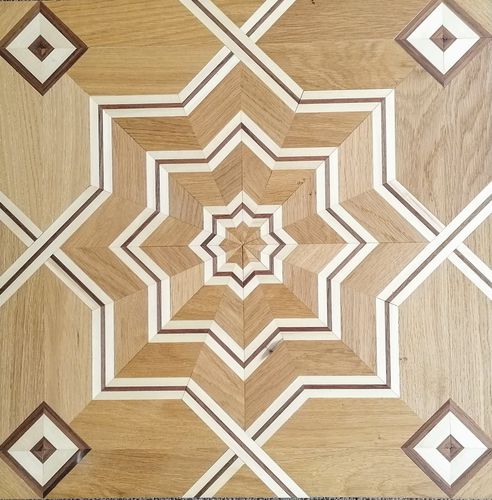 Parquet contrecollé - MARQUETRY TILE, CUSTOMIZED - SURCO interiors - en chêne / avec incrustations en bois / huilé