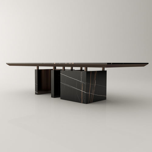 Table à manger contemporaine - GUTMAN - Roig - art & design - - en marbre / avec piètement en acier / avec piètement en marbre
