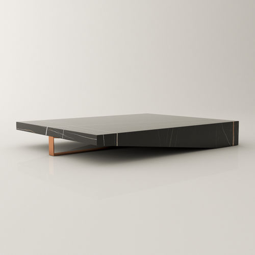 Table basse contemporaine - RUNA - Roig - art & design - - en marbre / avec piètement en acier laqué / avec piètement en marbre
