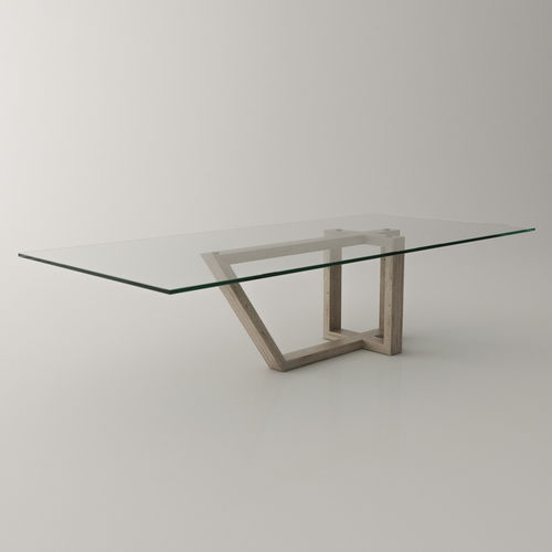 Table à manger contemporaine - EVO - Roig - art & design - - en verre trempé / avec piètement en marbre / rectangulaire