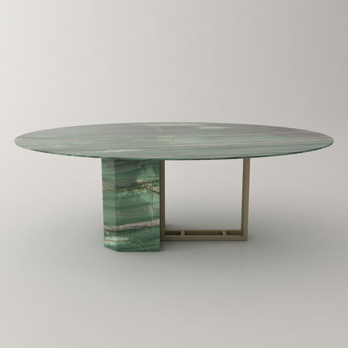 Table à manger contemporaine - CORINA - Roig - art & design - - en marbre / avec piètement en acier laqué / avec piètement en marbre