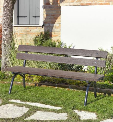 Banc public contemporain - TREMITI - Ferrinox - en acier peint / en matières recyclées / avec dossier