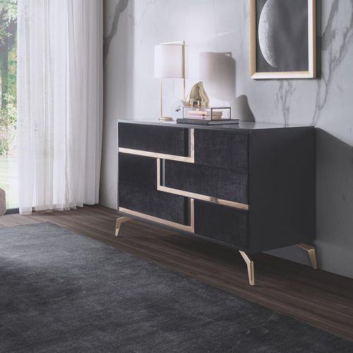 Commode contemporaine - JAZZ - MHR - en MDF / en acier inoxydable / en tissu