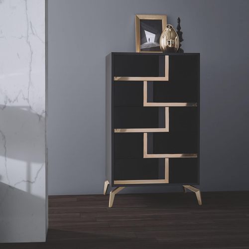 Chiffonnier contemporain - JAZZ - MHR - MDF / en inox / noir