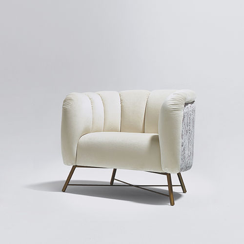 Fauteuil contemporain - DALI - MHR - en tissu / en acier inoxydable brossé