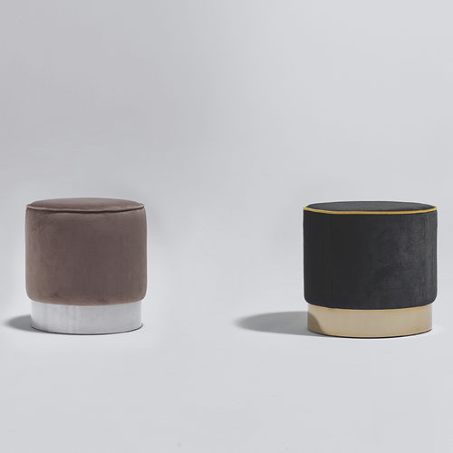 Pouf contemporain - EASY - MHR - en tissu / en acier inoxydable poli