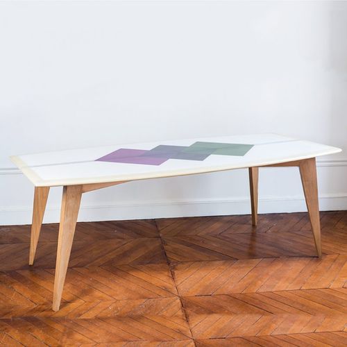 Table à manger contemporaine - BOLGE 79 - SALTY - en hêtre / époxy / rectangulaire