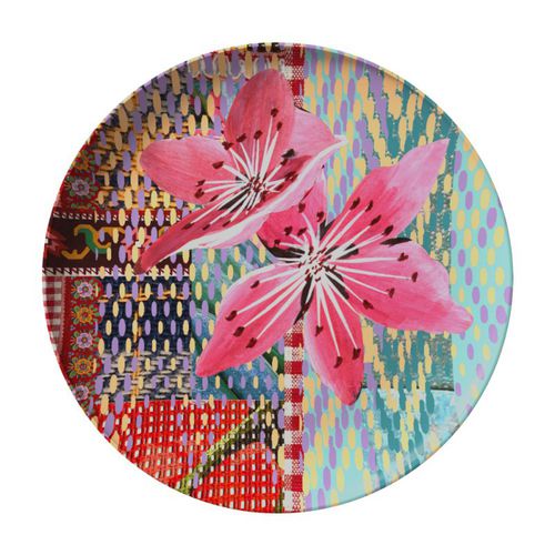 Assiette plate - JUICY - MIHO UNEXPECTED THING - ronde / en mélamine / à motif floral