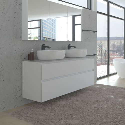 Meuble vasque double - LOFT - UAB KAME - suspendu / MDF / en Corian®