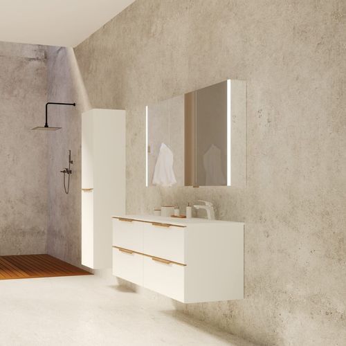 Meuble vasque suspendu - AMBER LEFT - UAB KAME - MDF / en Corian® / contemporain