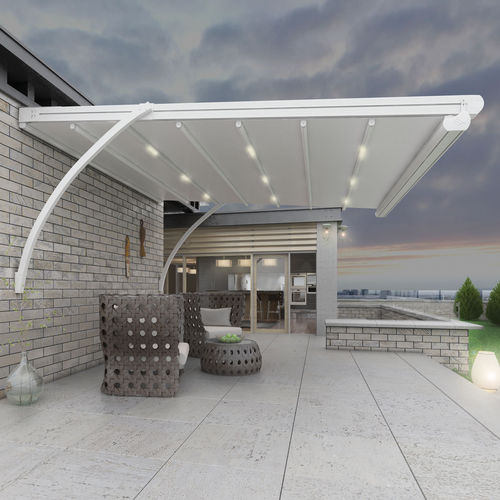 Pergola adossée - TAILOR-MADE R4 - SUBULATE - GOSS Outdoor - en aluminium peint / couverture en toile / rétractable