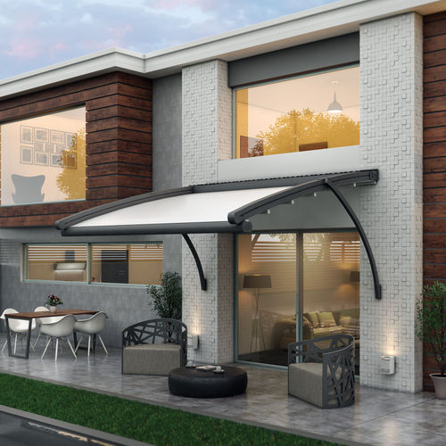 Pergola adossée - TAILOR-MADE R4 - FALCATE - GOSS Outdoor - en aluminium peint / couverture en toile / rétractable