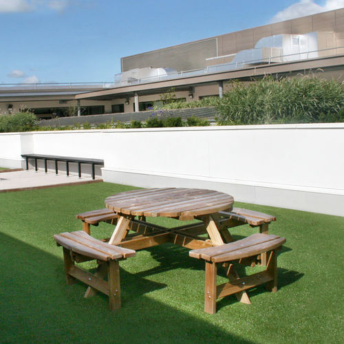 Table de pique-nique contemporaine - SPT306 - LANGLEY DESIGN - en bois / ronde / pour espace public