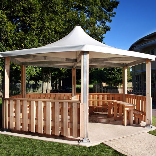 Gazebo en bois - SPG311 - LANGLEY DESIGN - en acier / toit en toile / pour espace public