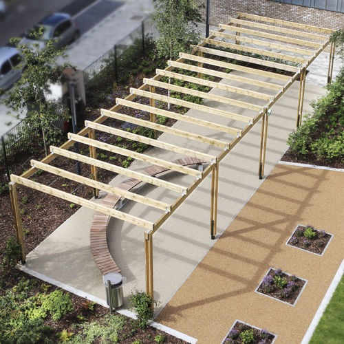 Pergola autoportée - SPG300 - LANGLEY DESIGN - en bois / en acier galvanisé / pour espace public