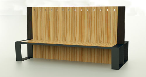 Banc public contemporain - THE DOUBLE FOLD SLAT - CHRIS NANGLE - en chêne / en iroko / en mélèze