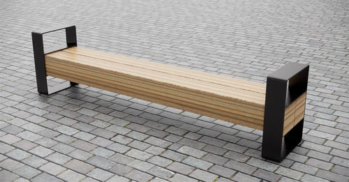 Banc contemporain - THE 140 BEAM - CHRIS NANGLE - en bois de feuillus / en métal / avec accoudoirs
