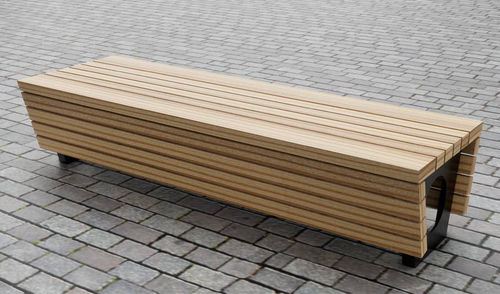 Banc public contemporain - THE PORT - CHRIS NANGLE - en chêne / en bois de feuillus / en iroko