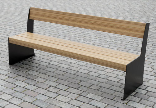 Banc public contemporain - THE SLAB SIDE BACK - CHRIS NANGLE - en chêne / en bois de feuillus / en iroko