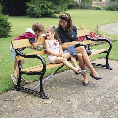 Banc public classique - BARTON  - WICKSTEED - en bois / en acier / avec dossier