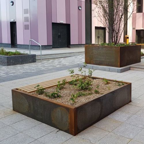 Jardinière en acier COR-TEN® - THIRLMERE  - LOGIC STREET & PARK FURNITURE - rectangulaire / carrée / modulable