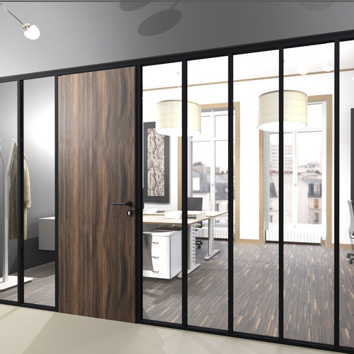 Cloison séparatrice amovible - BOR&Eacute;ALE - Mecanalu - modulaire / en aluminium / en verre