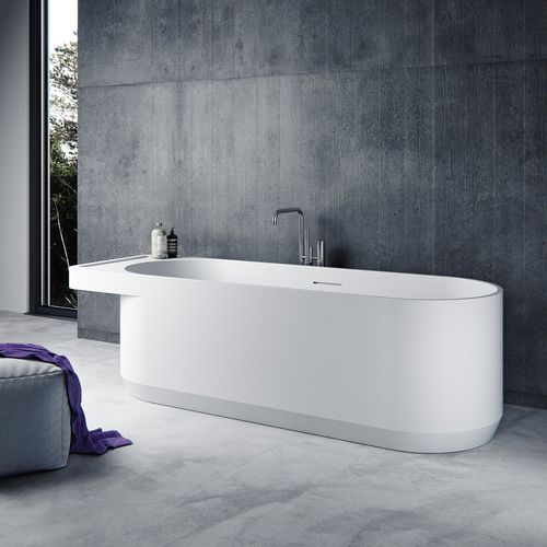 Baignoire ovale - BENITIER BT01 - Le Projet - à poser / en Solid Surface / blanche