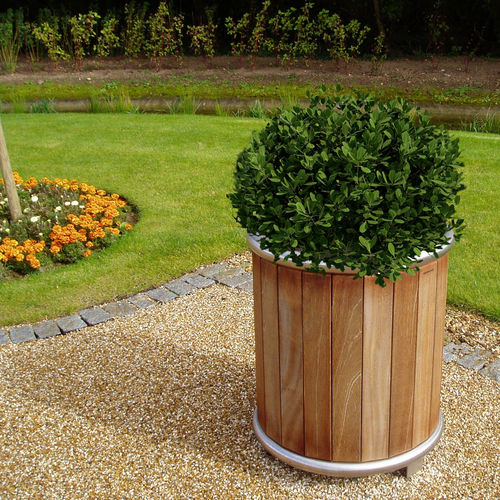 Jardinière en bois - EXCEL - Woodscape. - en acier inoxydable / ronde / contemporaine