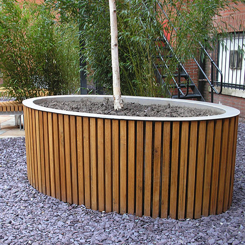 Jardinière en bois - LIME GROVE - Woodscape. - en acier / ovale / sur mesure