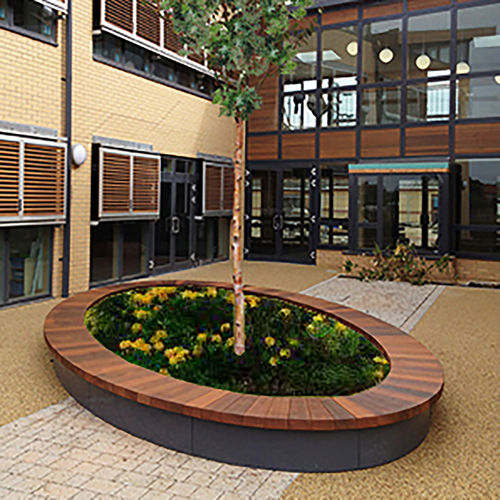 Jardinière en bois - HALO - Woodscape. - en métal / circulaire / ovale
